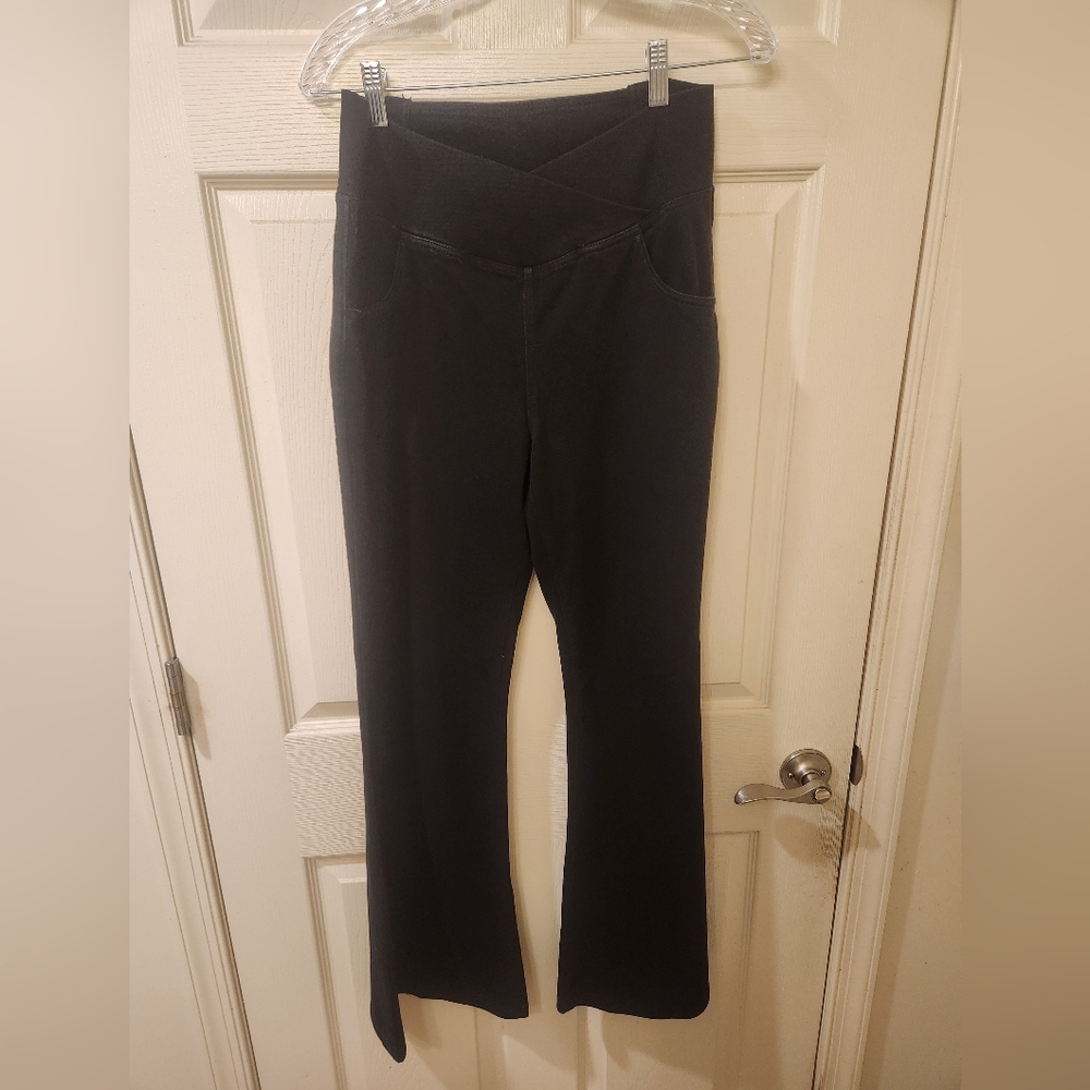 Halara Black High Waisted Crossover Pocket Stretchy Flare Jeans